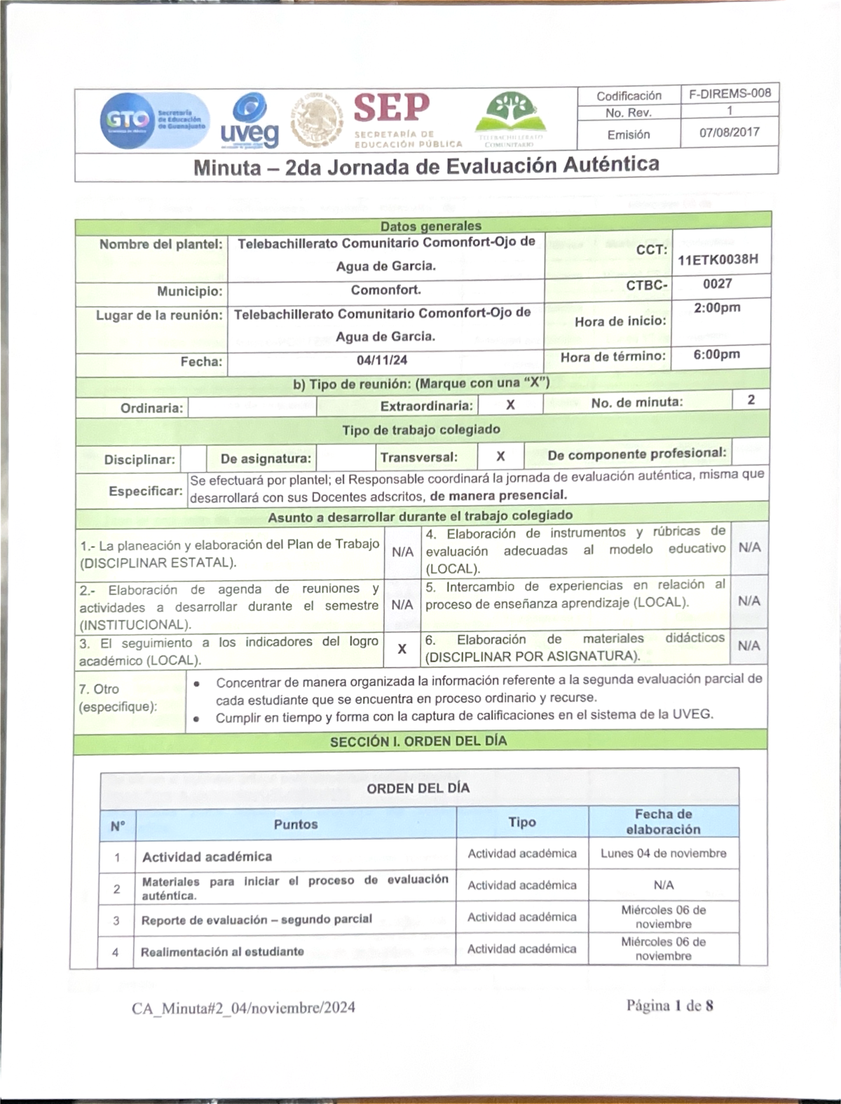 SEP - nada - SEP Codificación GTO Secretaria No. Rev. 1 de Educación de ...