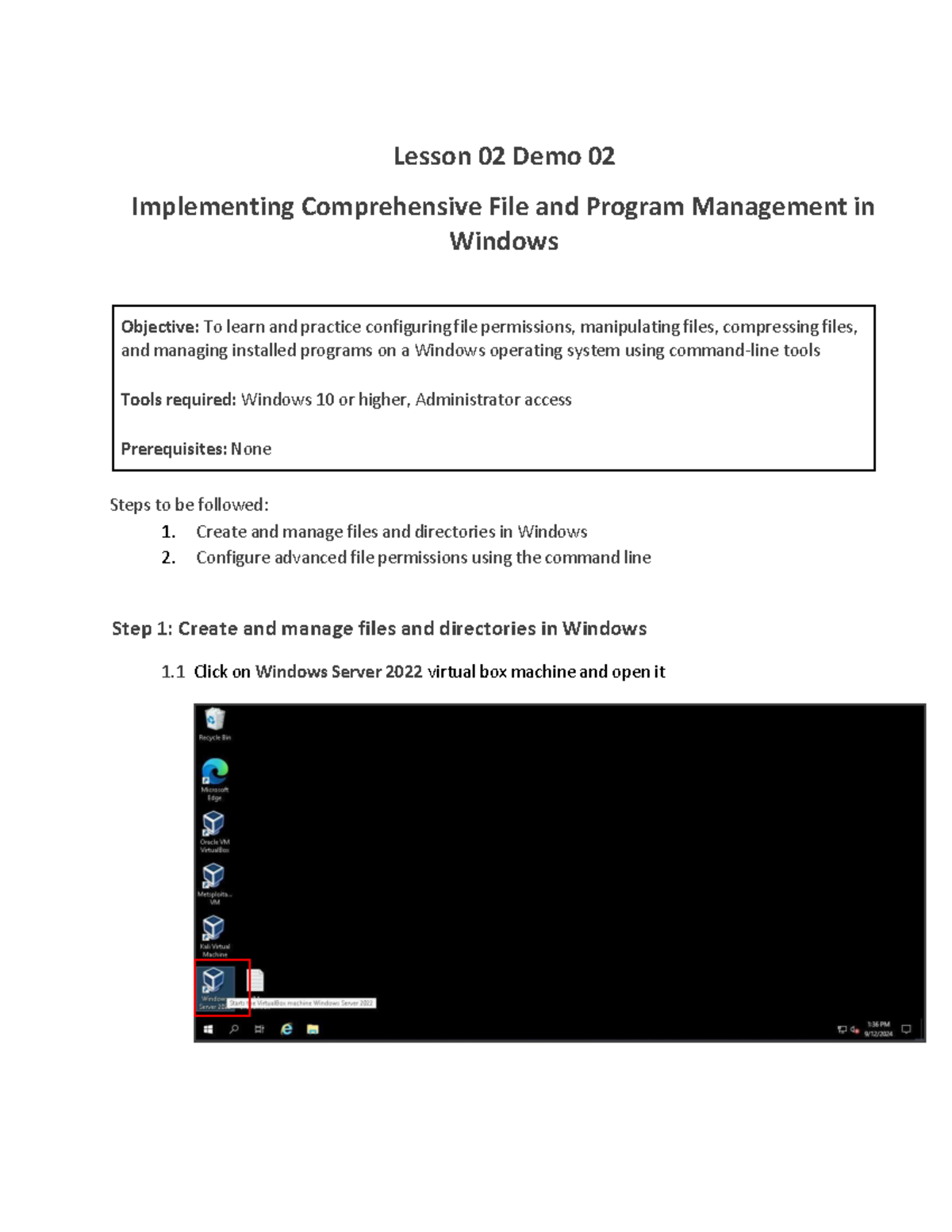 Lesson 02: Demo 02 - File & Program Management in Windows - Studocu