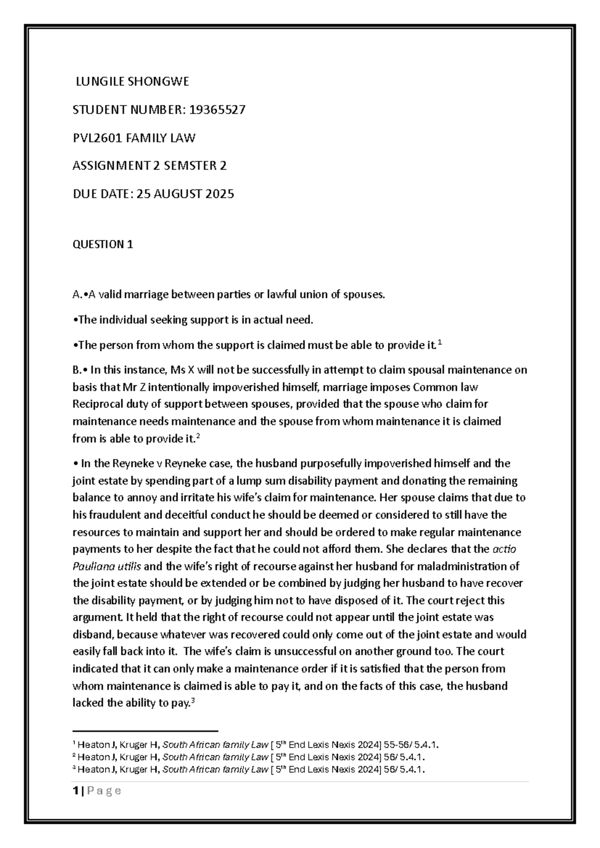PVL2601 Family Law Assignment 2: Analysis of Marriage and Divorce ...