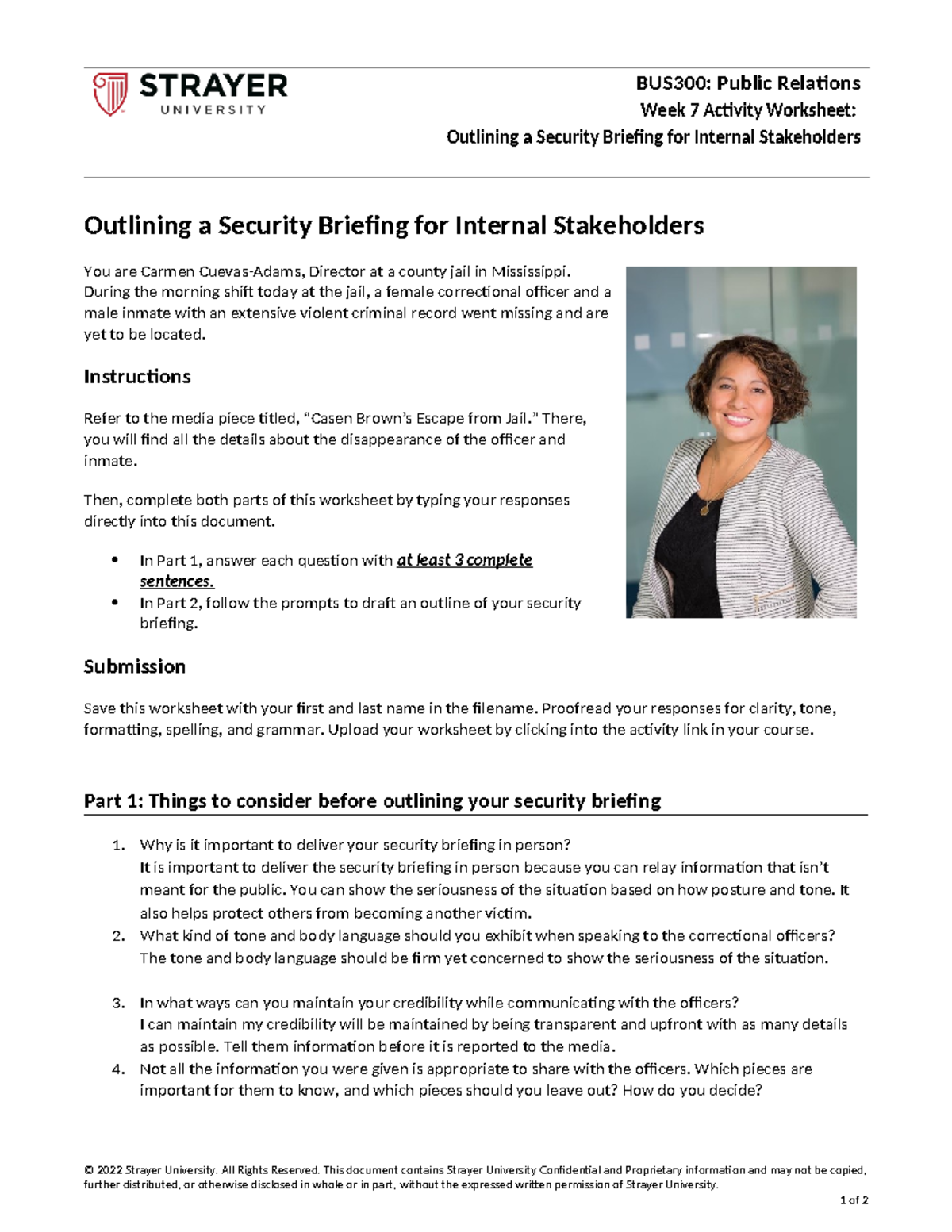 BUS300 WK7A Outlining Security Briefing for Internal Stakeholders - Studocu