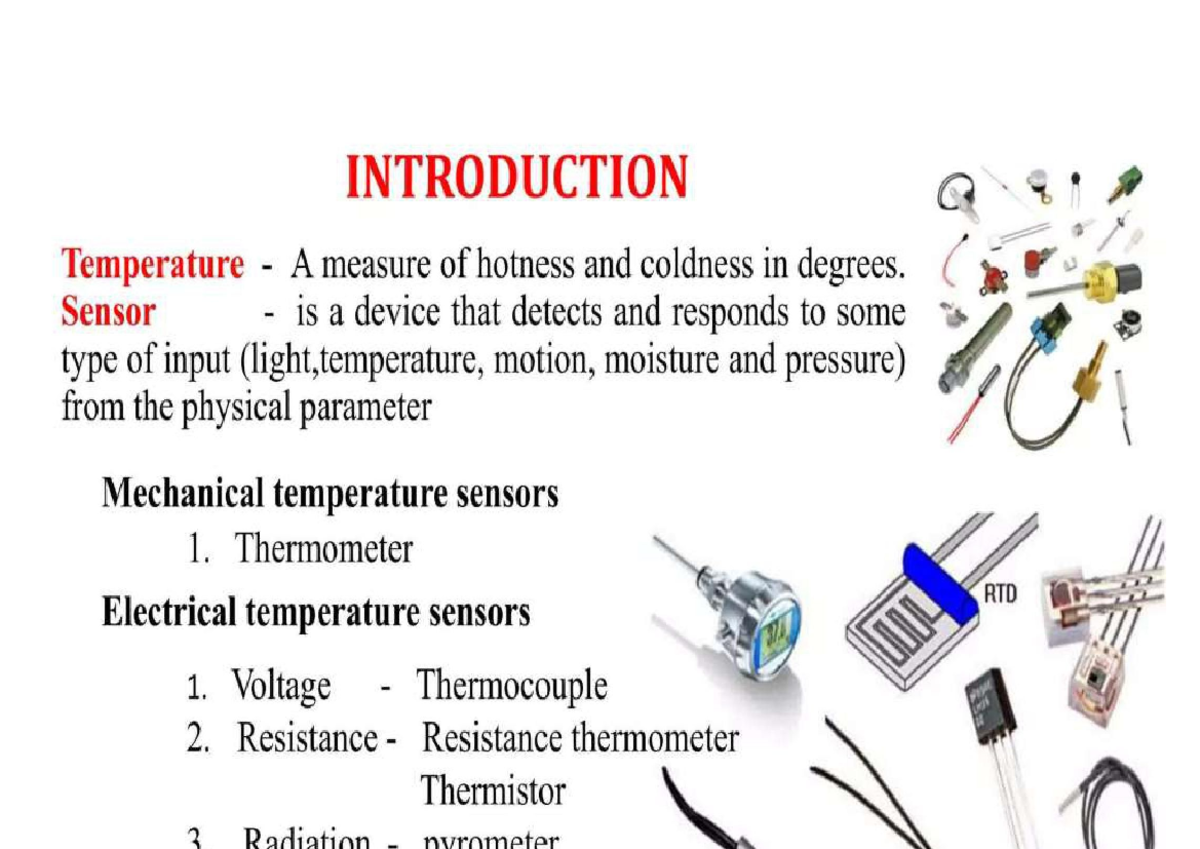 Temperature Sensors Overview: Types, Principles, and Applications - Studocu