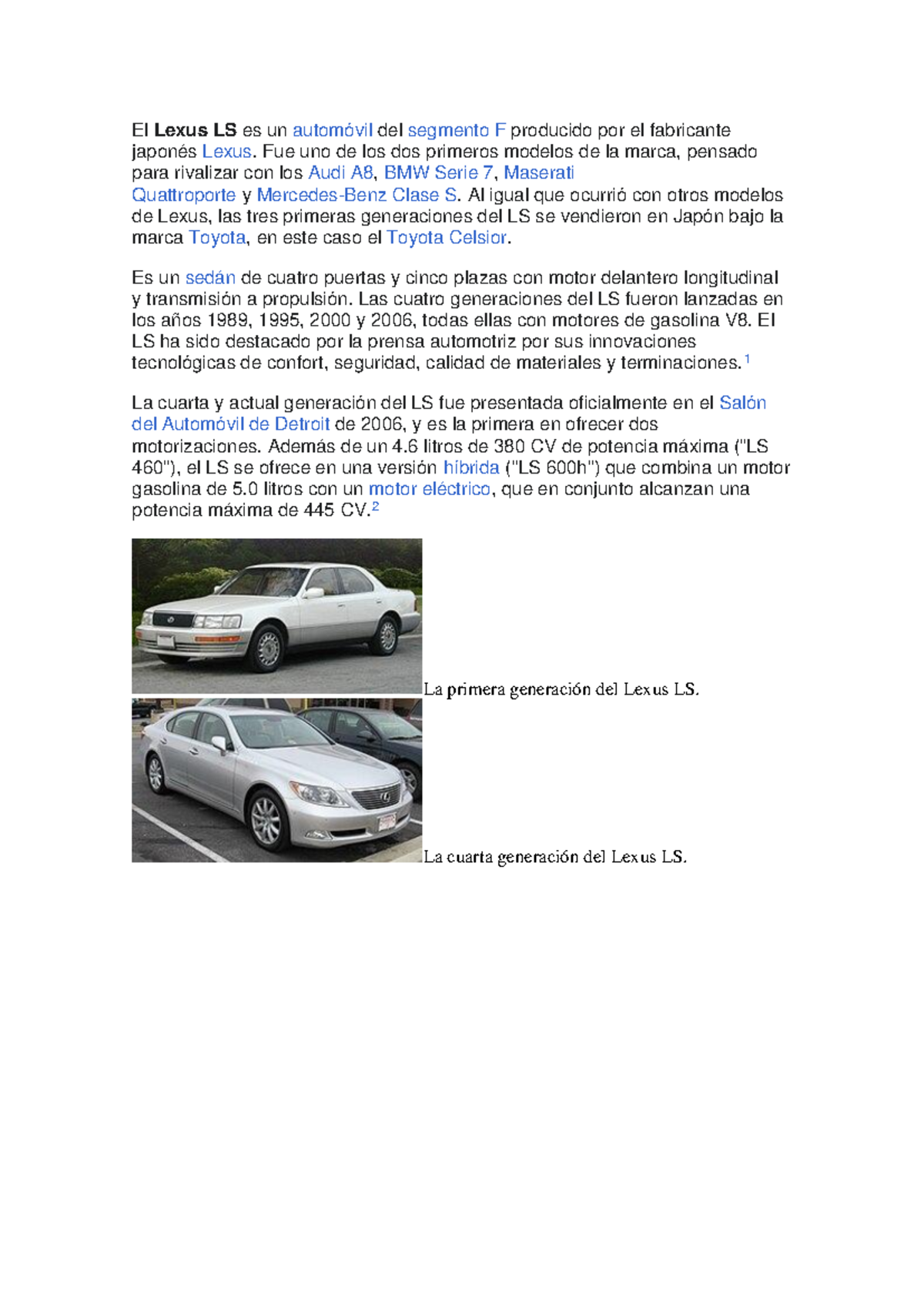 Historia y Evolución del Lexus LS: Un Sedán de Lujo - Studocu