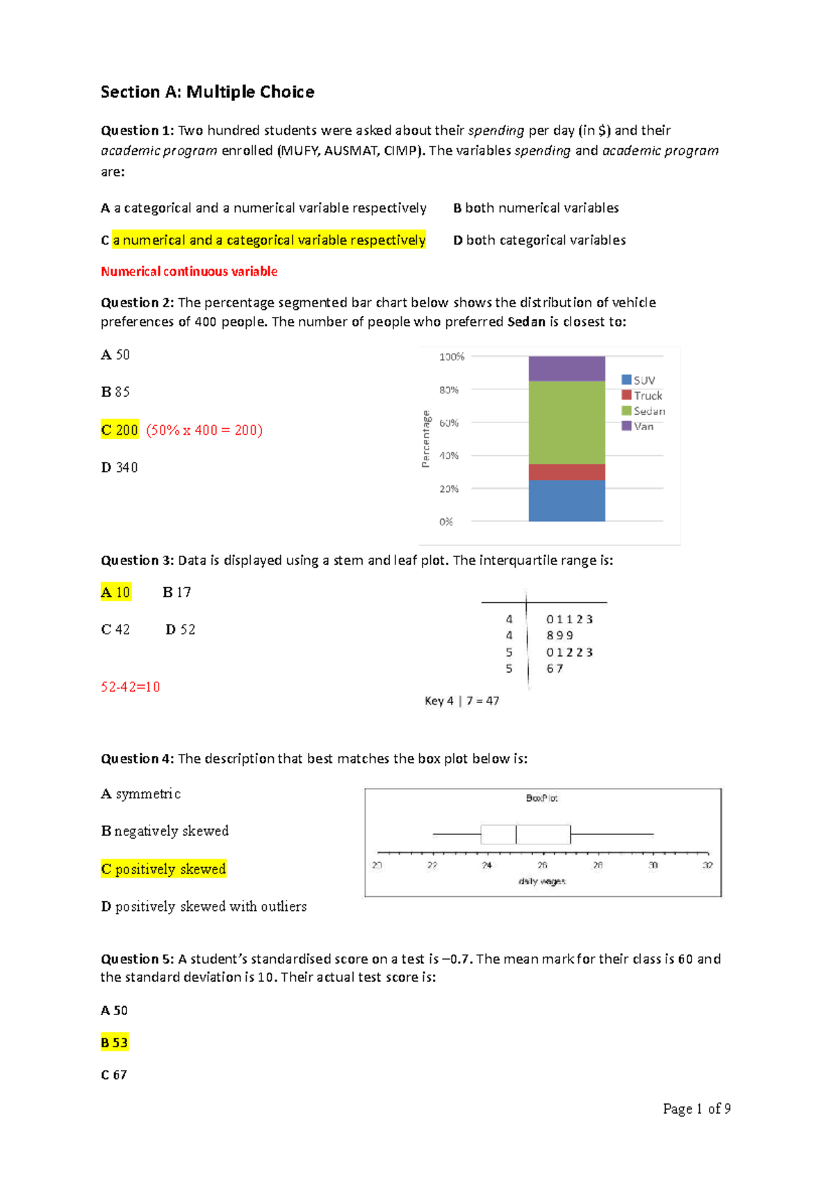 MUF0142 Univariate Data Test (Practice) Questions & Solutions Guide ...