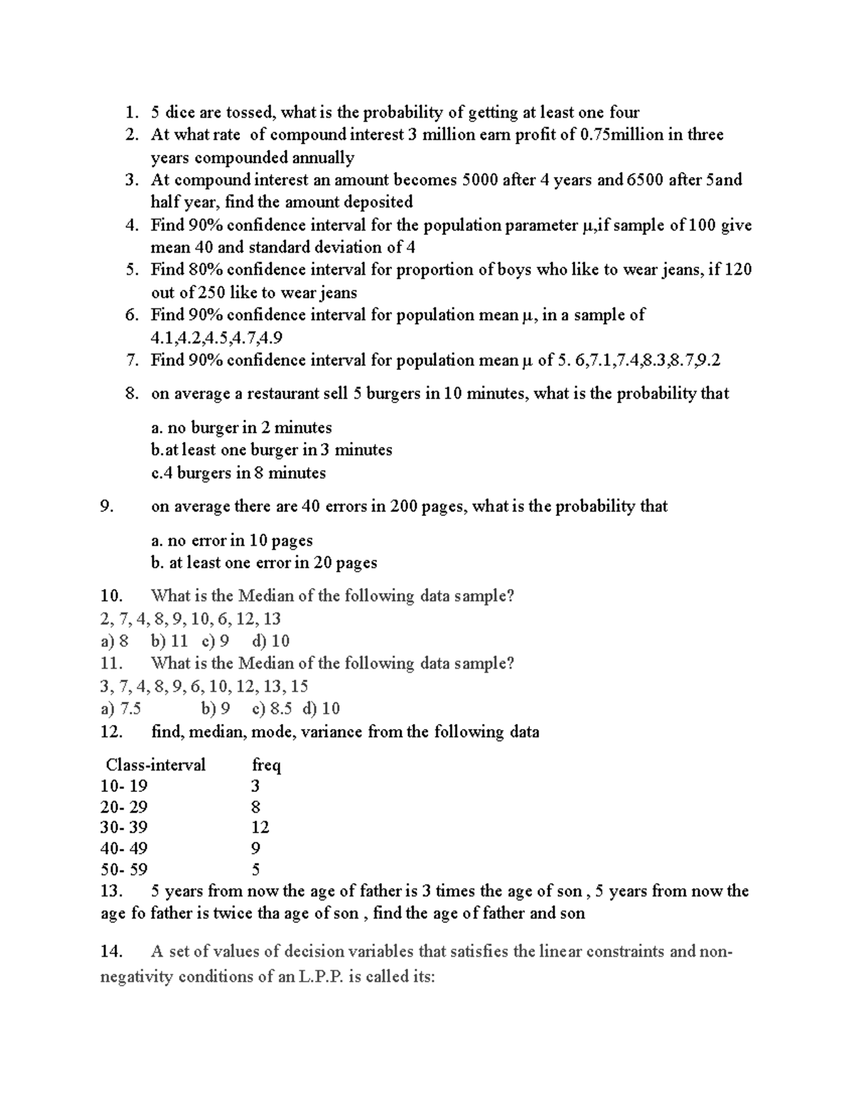 Mock QMS - Probability and Statistics Practice Questions for PRC 2 ...