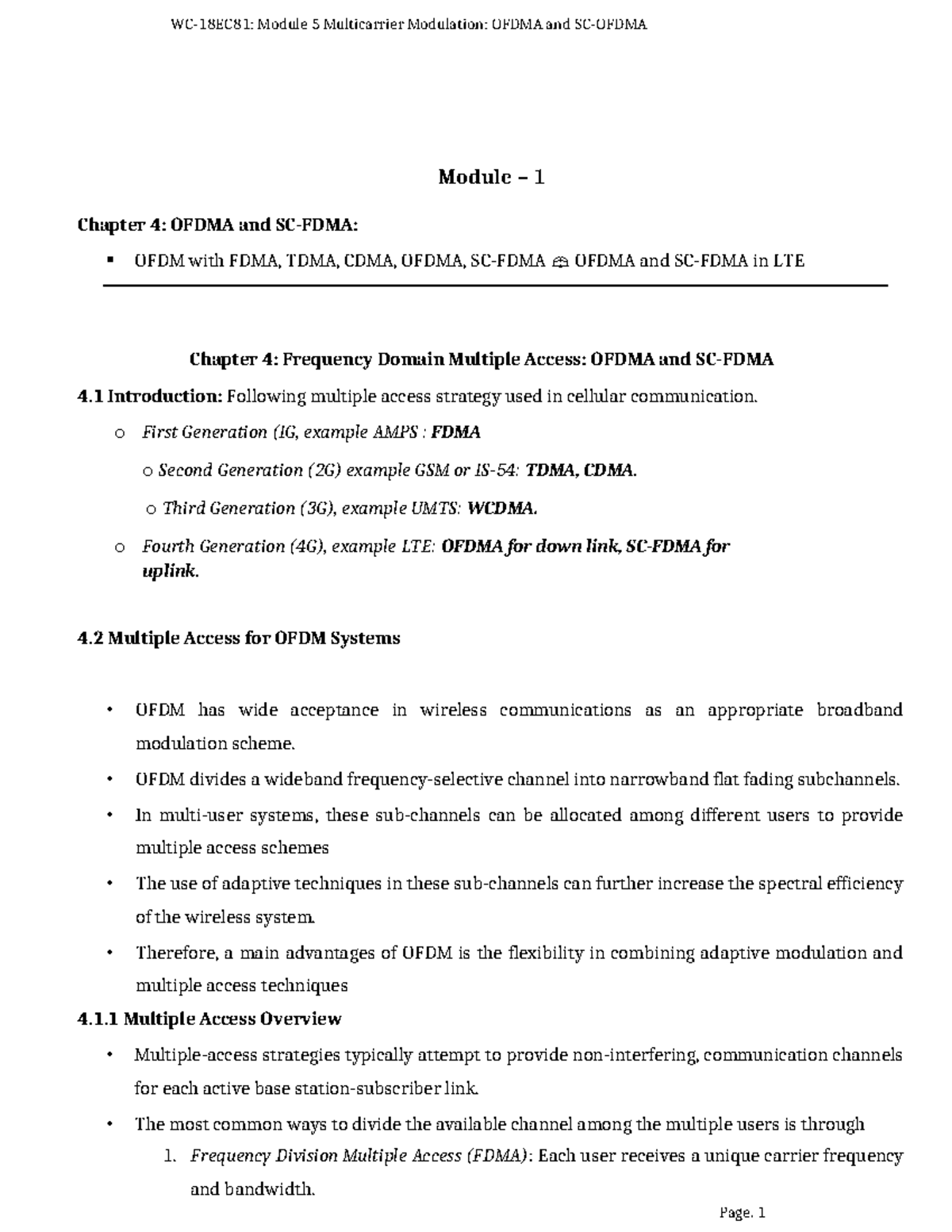 Module 5: Multicarrier Modulation - OFDMA and Multiple Access ...