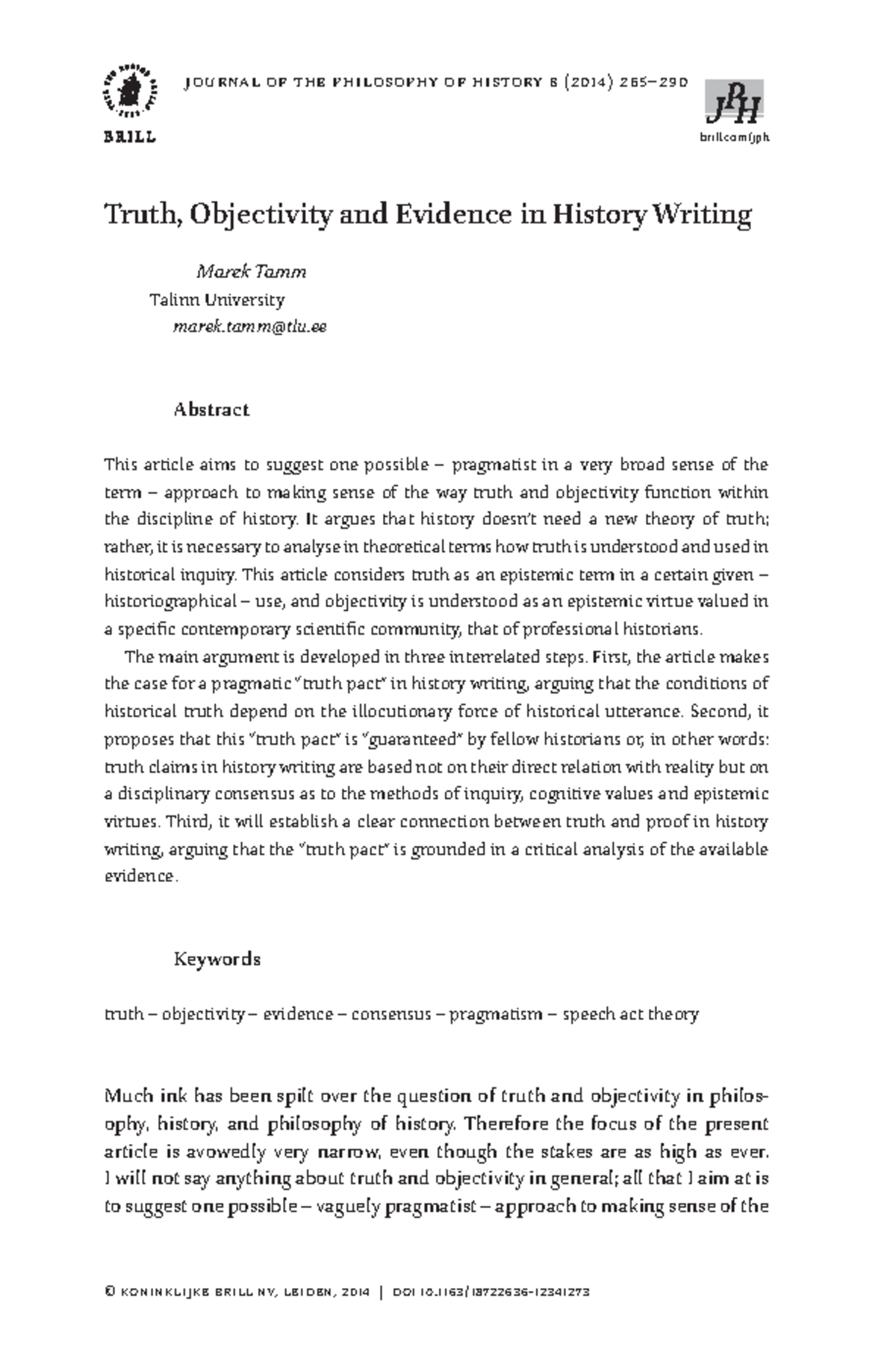 Truth, Objectivity, and Evidence in Historical Writing (PHIL 201) - Studocu
