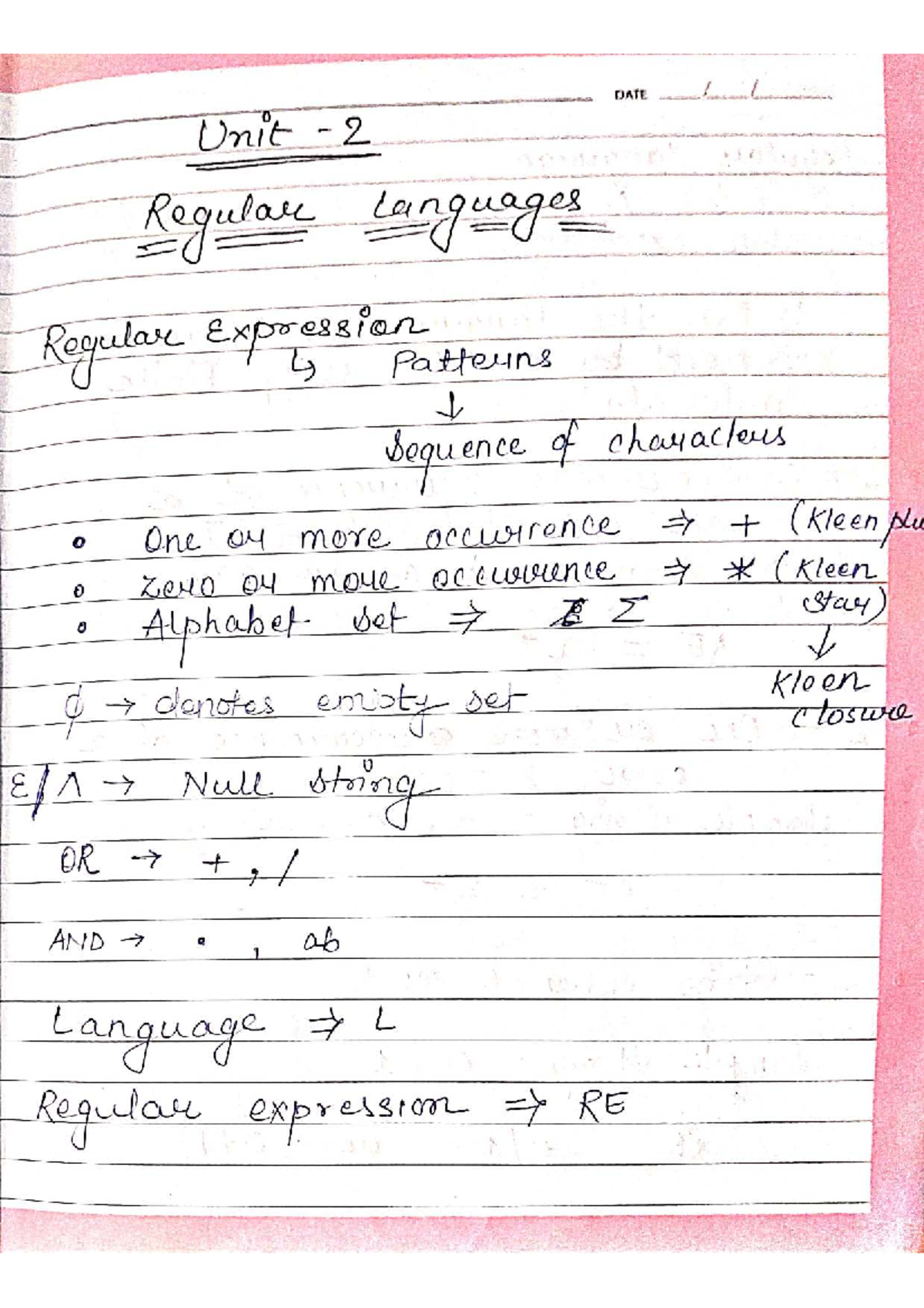 DATE Unit 2 Regular Languages: Patterns and Finite Automata Overview ...