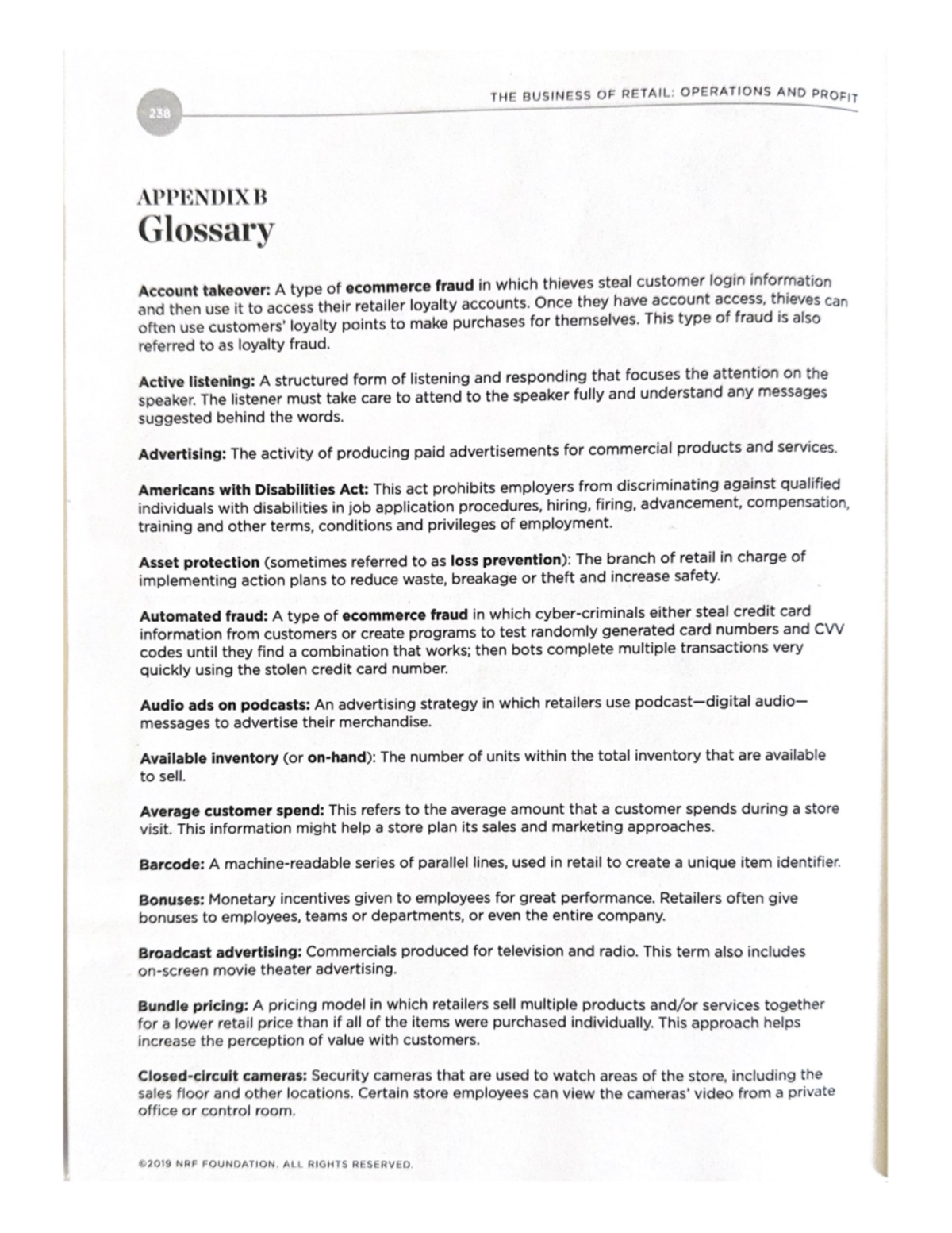 Kami Export - Glossary - idk - THE BUSINESS OF RETAIL: OPERATIONS AND ...