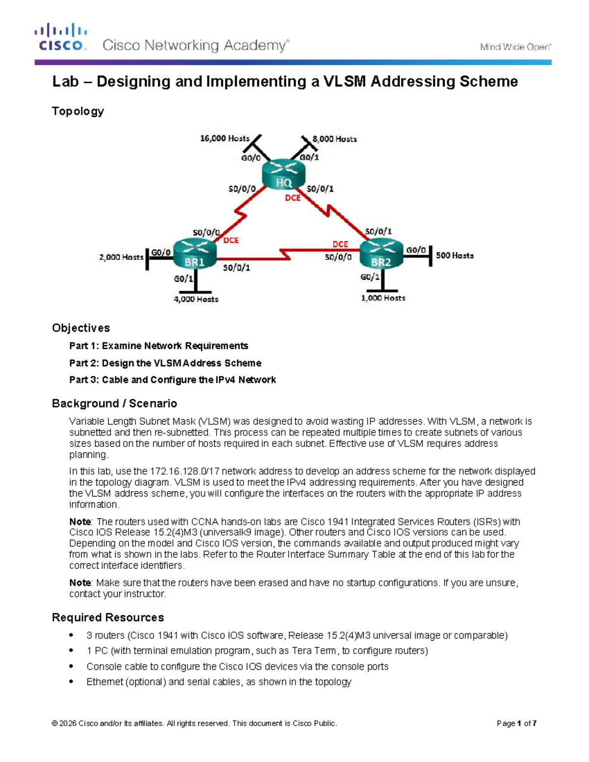 Lab 3: Designing and Implementing a VLSM Addressing Scheme - Studocu