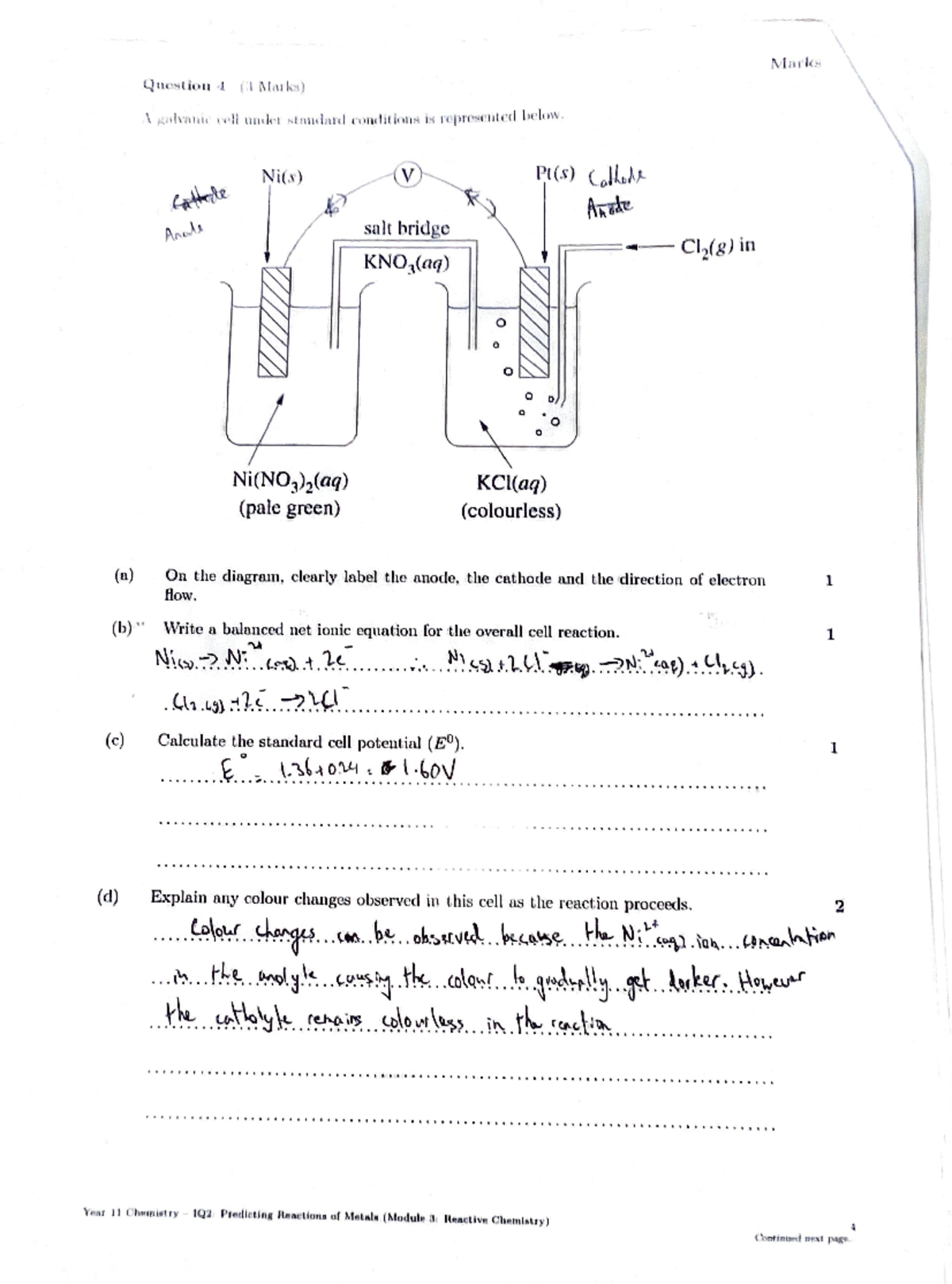 Chemistry Worksheet on Standard Cell Potential - CHEM 101 - Studocu