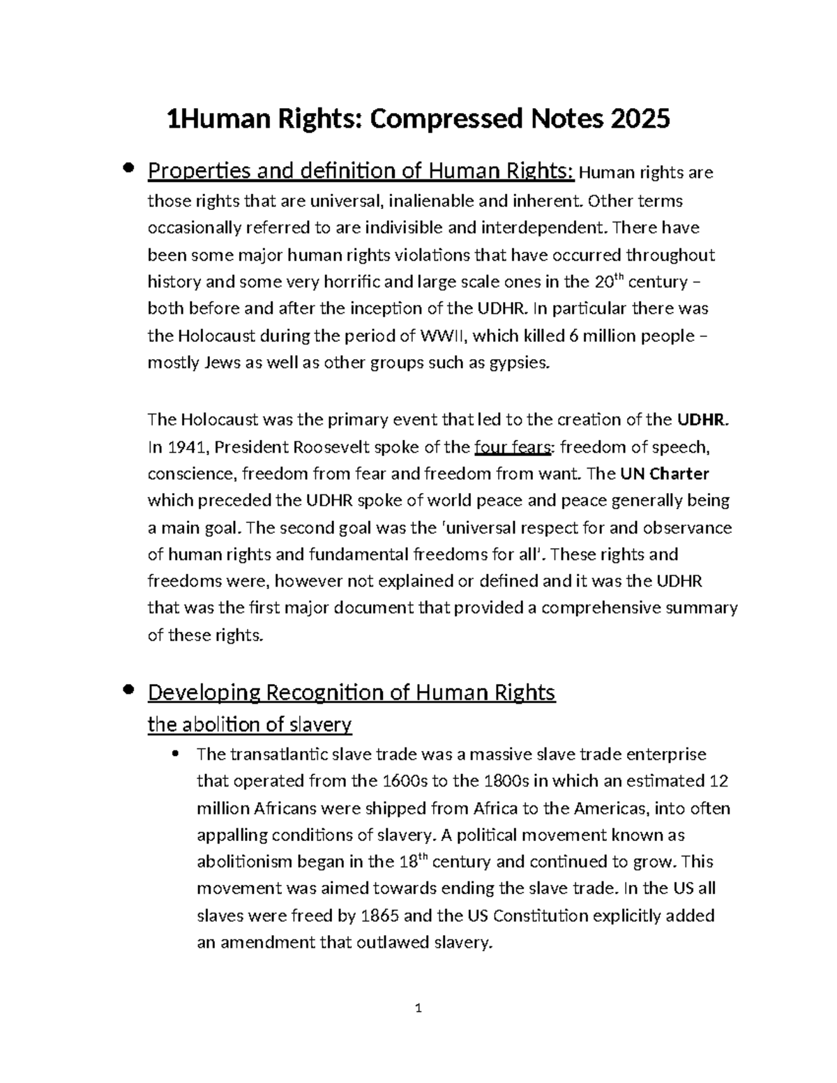 Human Rights Compressed Notes 2025: Key Concepts and Violations - Studocu