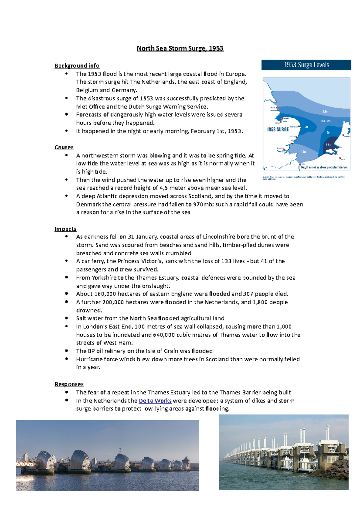 North Sea Storm Surge 1953 - Lecture Notes Overview - Studocu