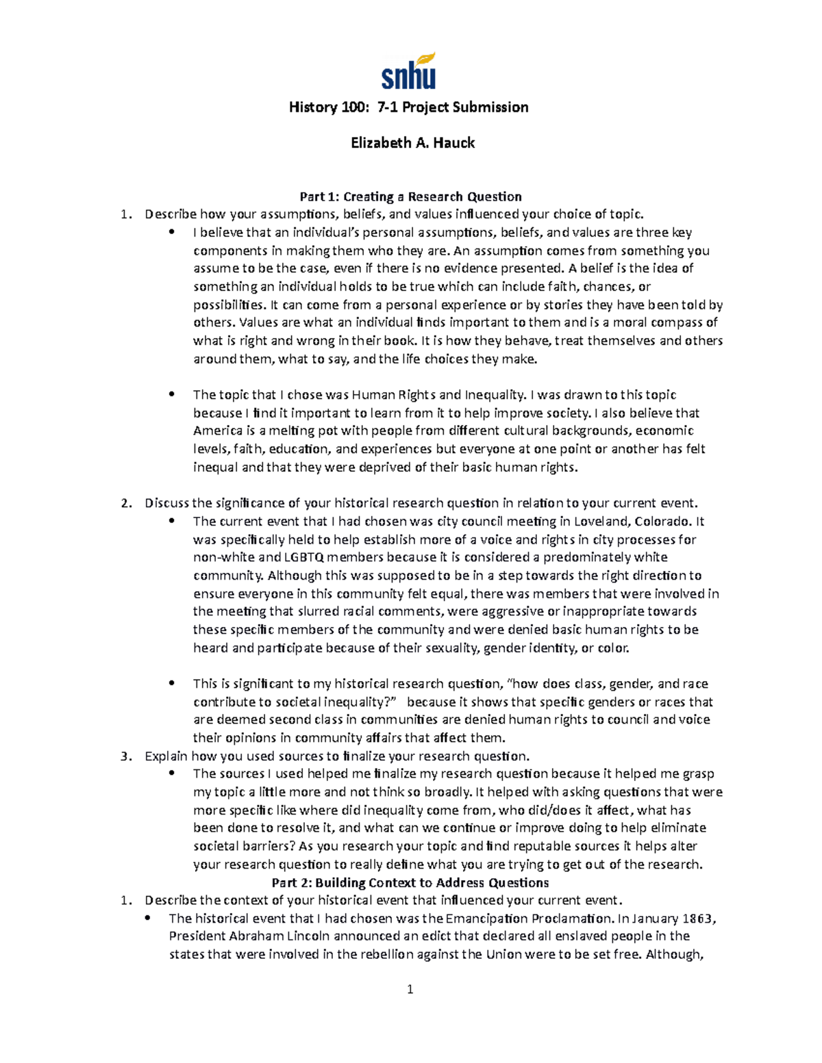 HIS 100: Analyzing Human Rights & Inequality in Historical Context ...