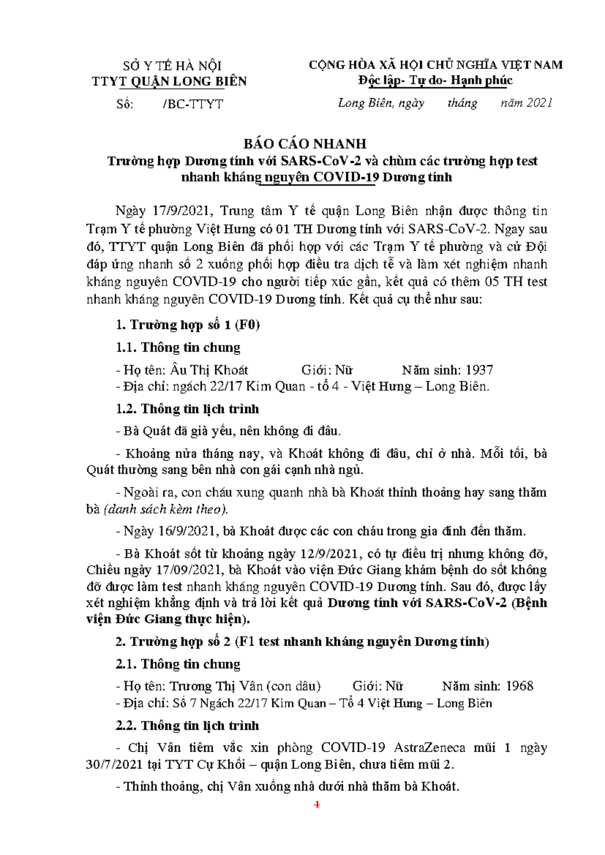 TTYT chum test nhanh duong VH - SỞ Y TẾ HÀ NỘI TTYT QUẬN LONG BIÊN Số ...