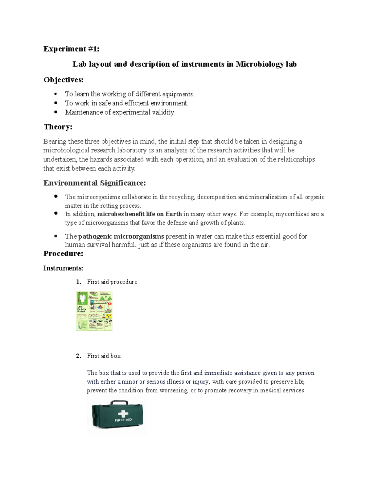 Mic 1 - Microbiology Experiments Summary and Instrumentation Guide ...