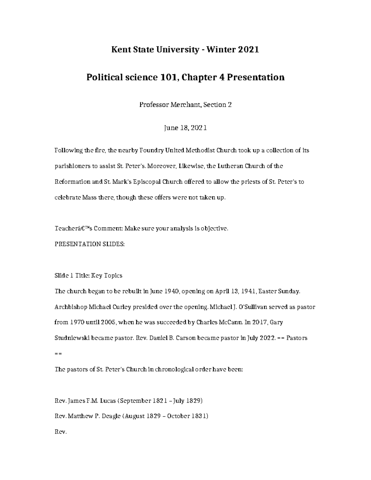 Political Science 101: Chapter 4 Presentation Overview and Key Topics ...