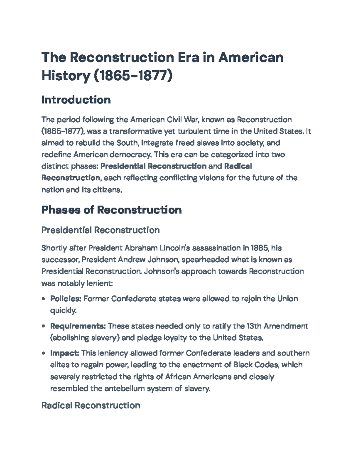 Reconstruction Era in American History (1865-1877) - An Overview - The ...