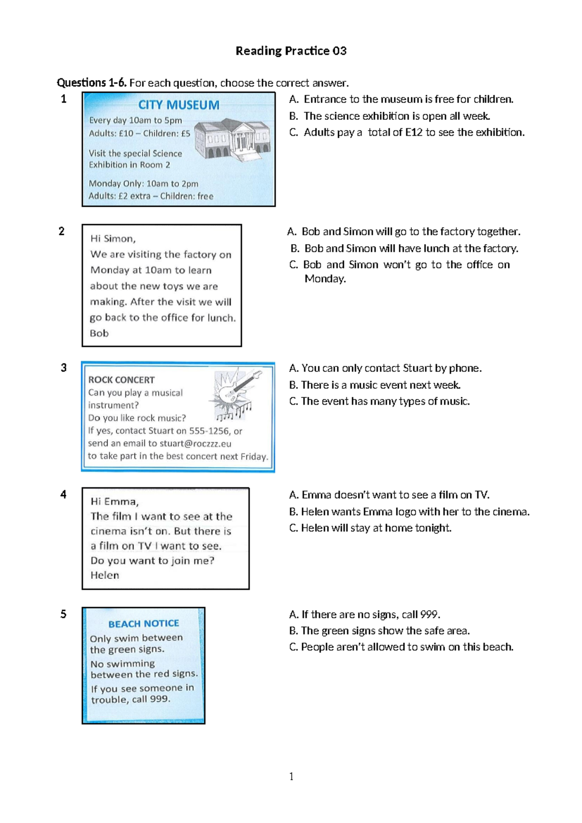 Reading Practice 03: Questions and Answers for Students - Studocu