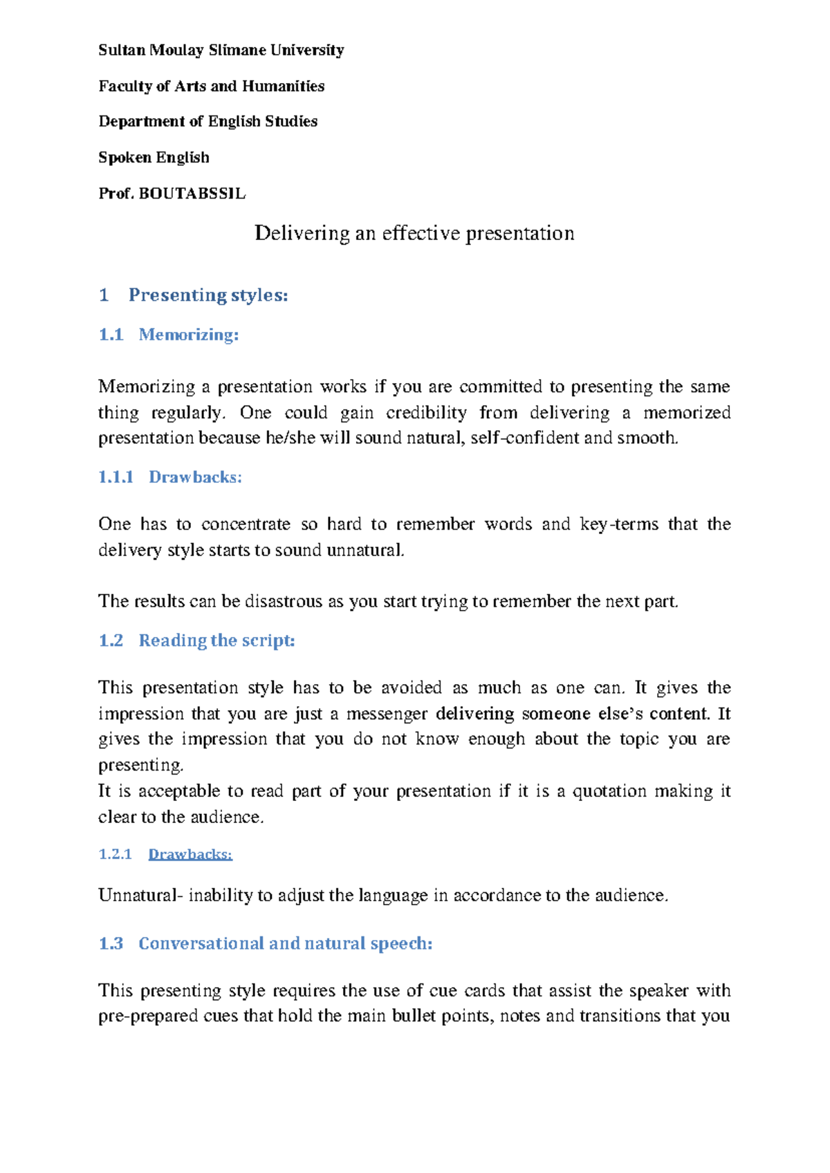 ENG 101: Effective Presentation Techniques and Styles - Studocu