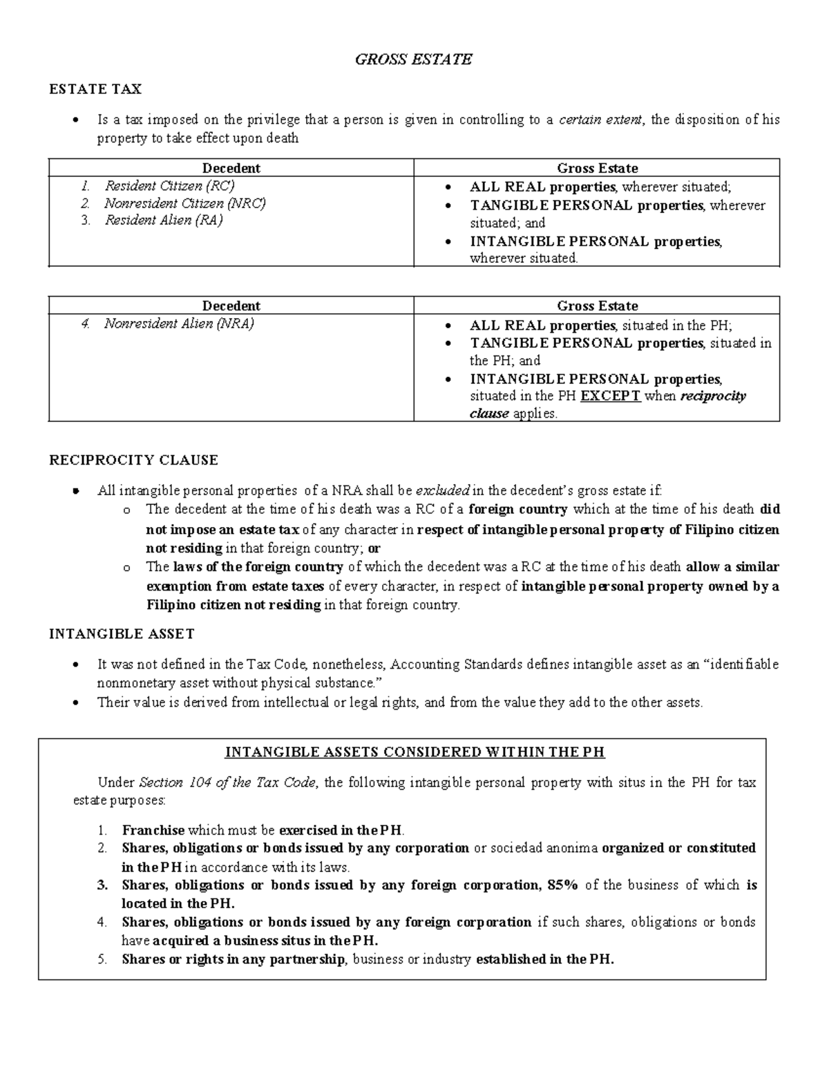 508741014 Chapter 2 Intangible Assets and Gross Estate Overview - Studocu