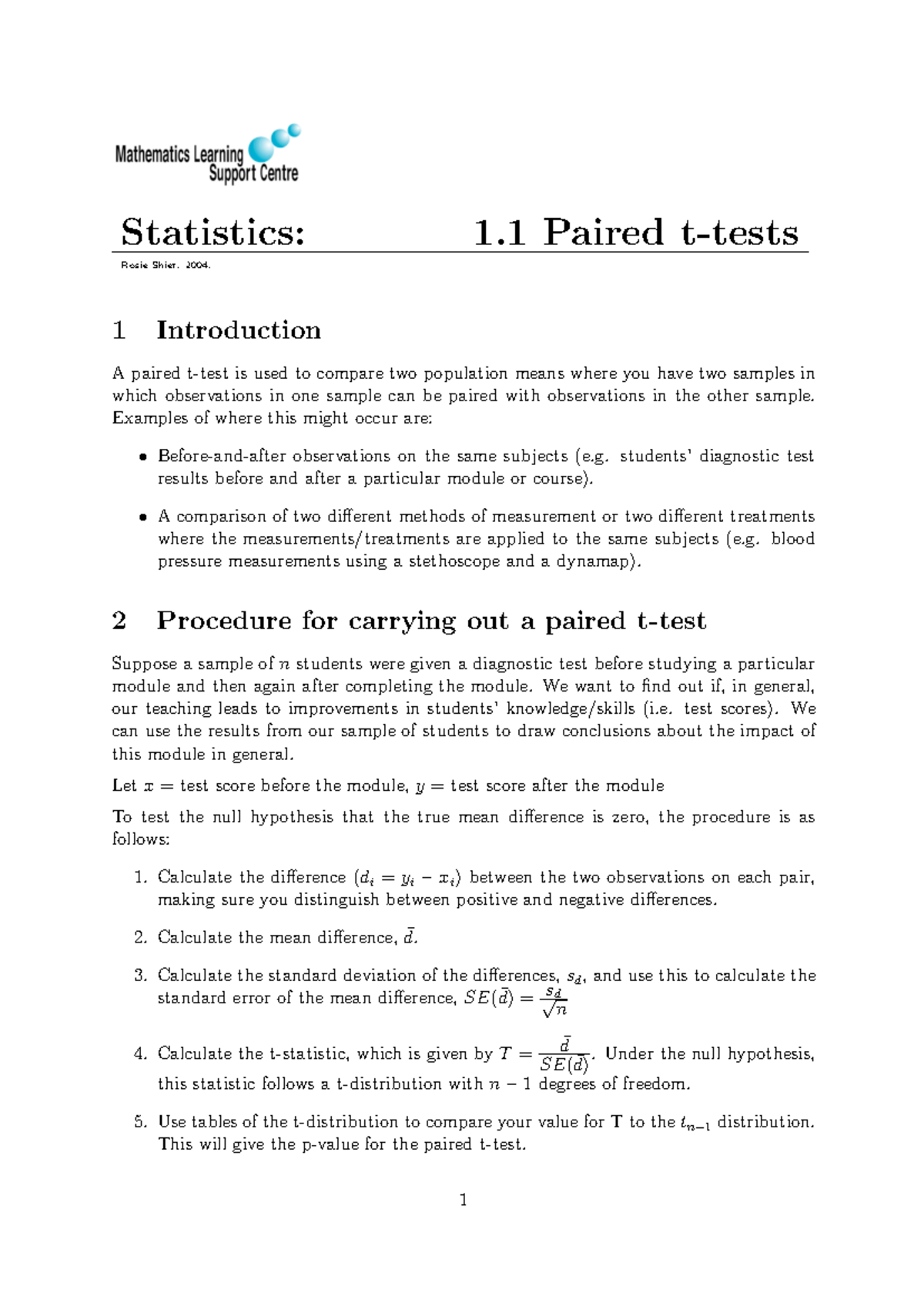 Statistics 1.1: Paired t-test - Understanding the Procedure and ...