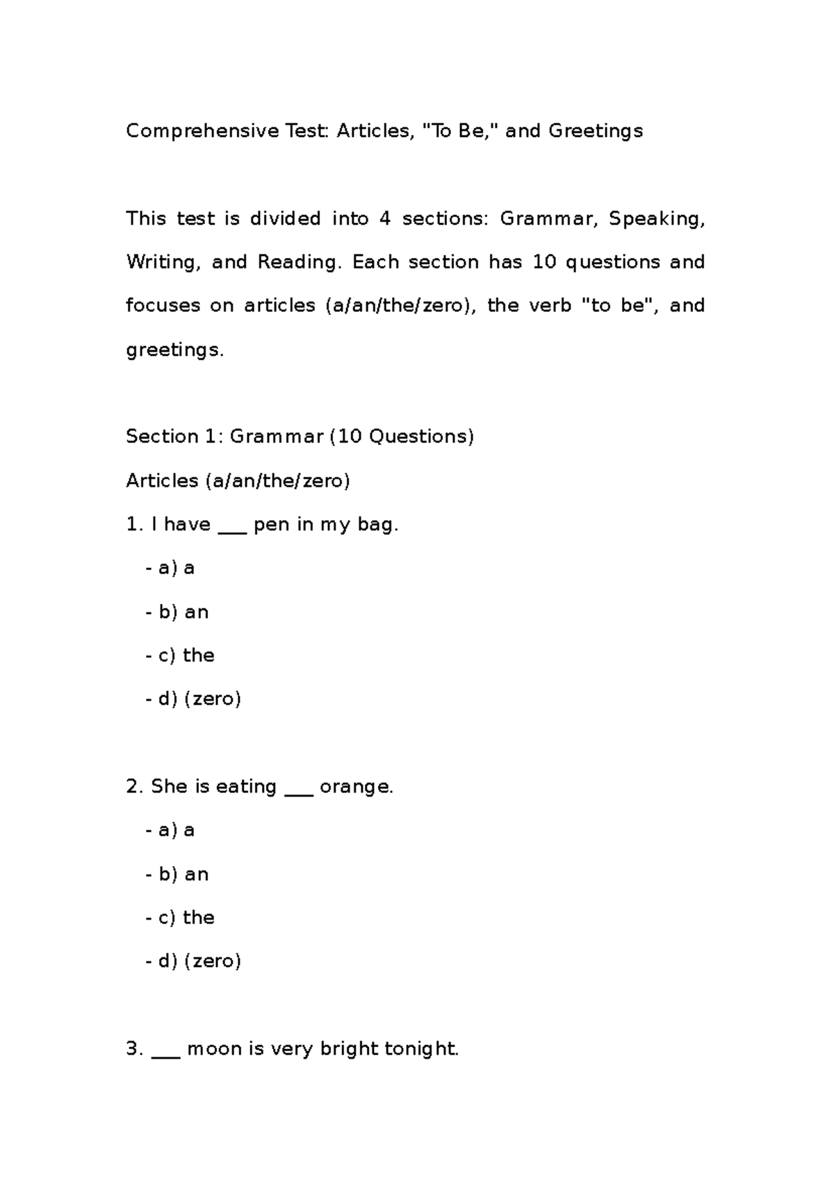 Comprehensive Test to be, articles and greetings - Comprehensive Test ...