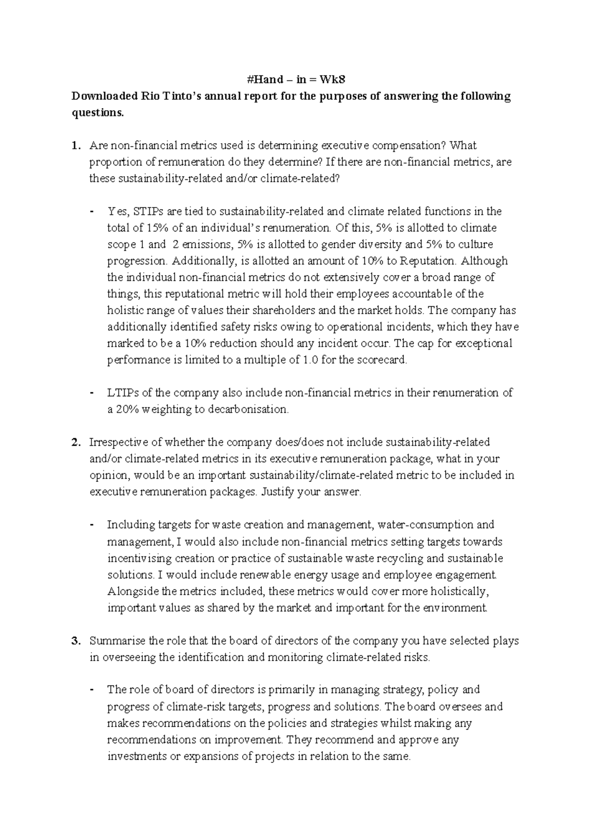 ACCT2103 Weekly Practice: Analyzing Rio's Executive Compensation ...