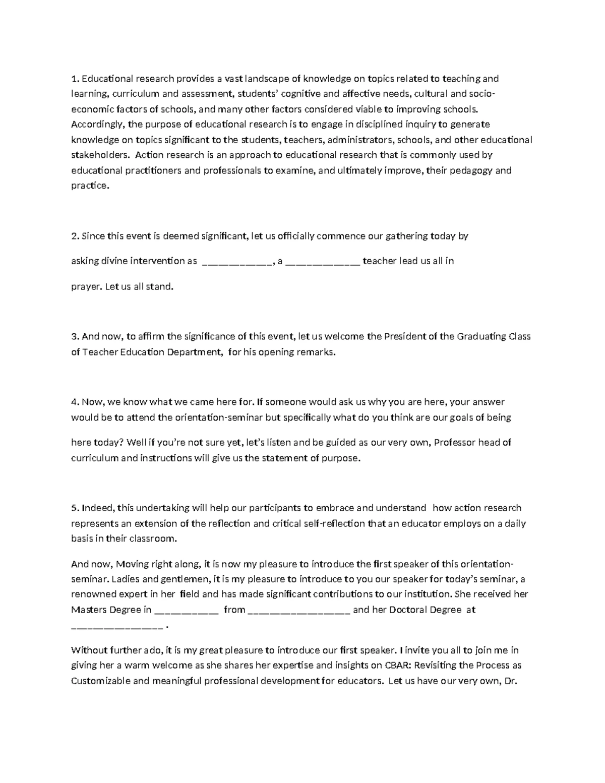 Dengue Awareness Orientation Emcee Script Document - Studocu