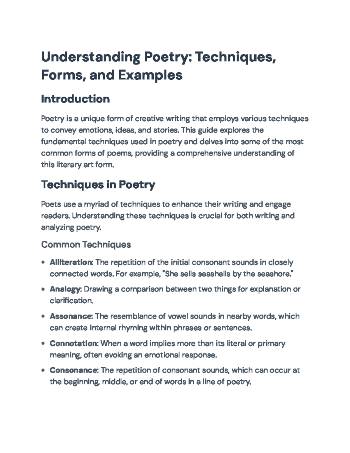 Understanding Poetry: Techniques & Forms Overview (ENG 101) - Studocu
