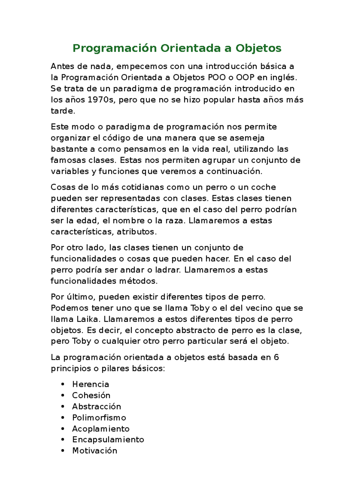 POO: Introducción y Principios Básicos de Programación Orientada a ...