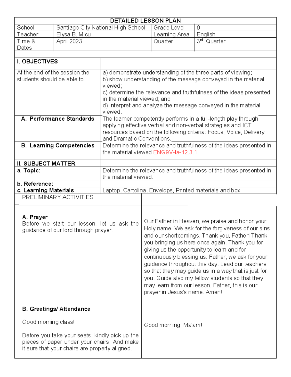 642269015 Lesson Plan: Evaluating Relevance & Truthfulness in Viewing ...