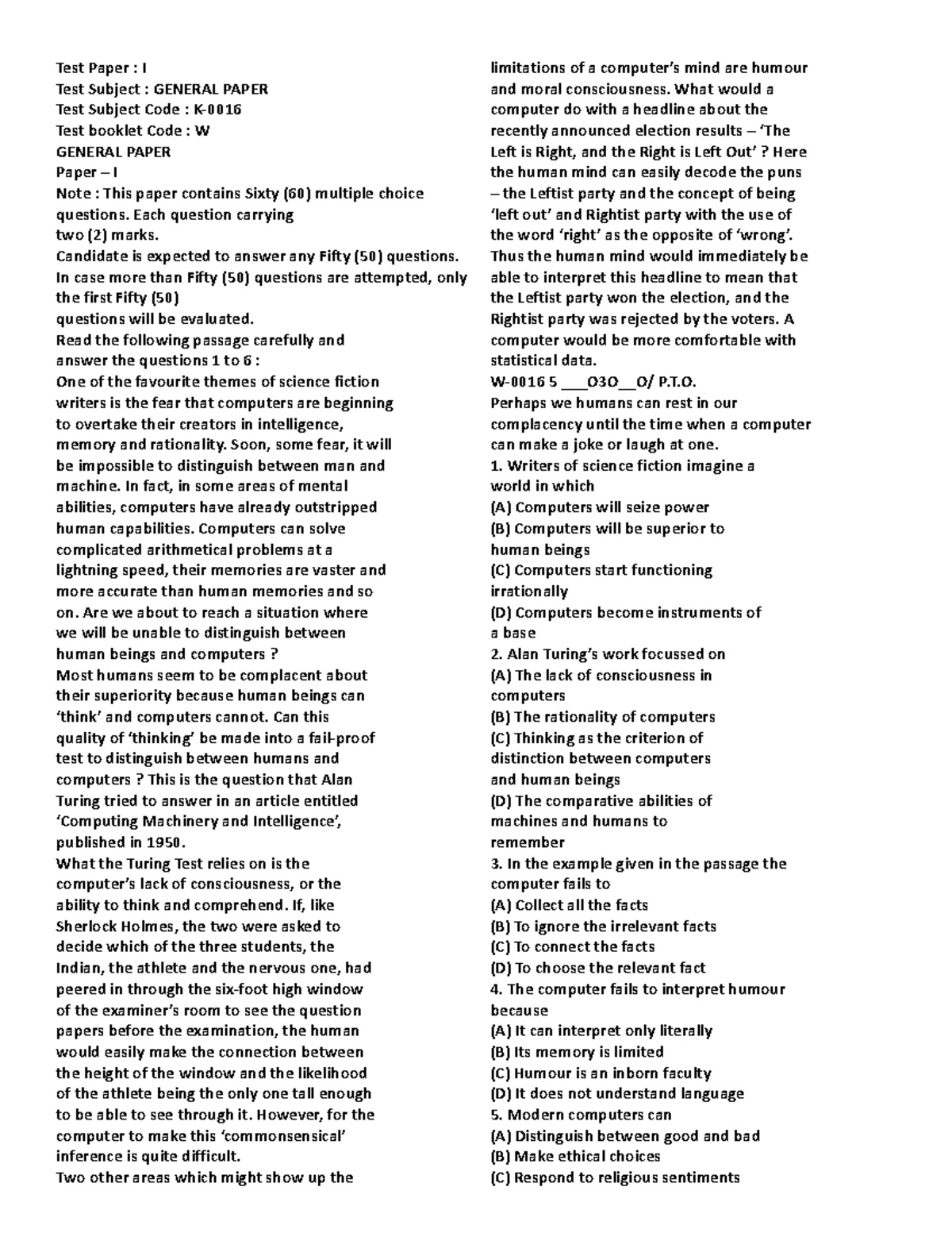 KSET General Paper I Solved QP with Answer Key - Studocu