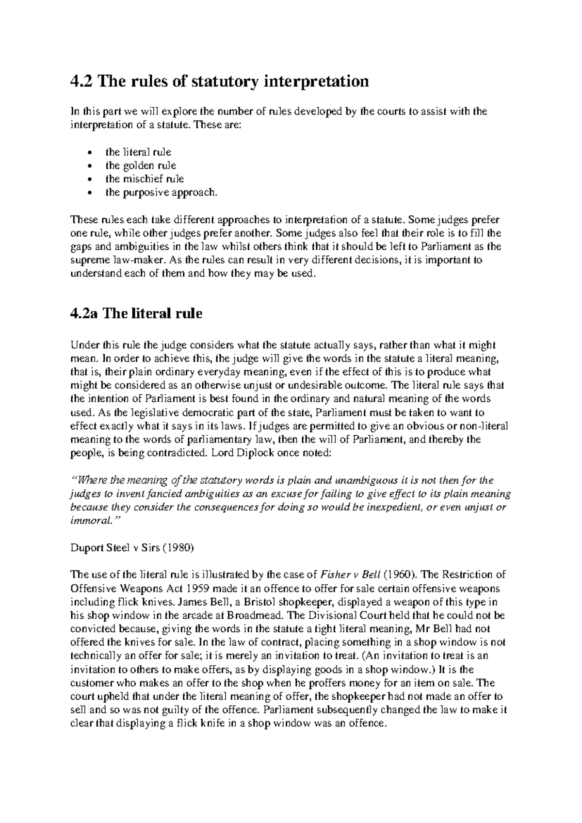 4-2 The Rules of Statutory Interpretation - Copy - 4 The rules of ...