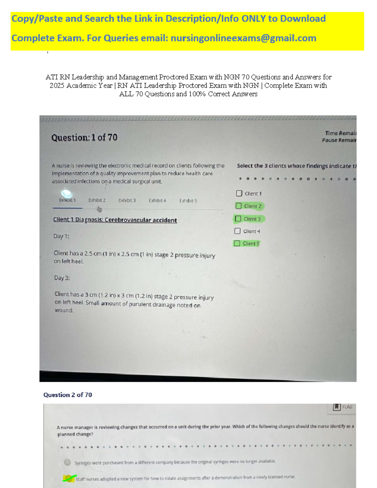 2025 ATI RN Leadership Proctored Exam with NGN 70 Actual Questions and ...