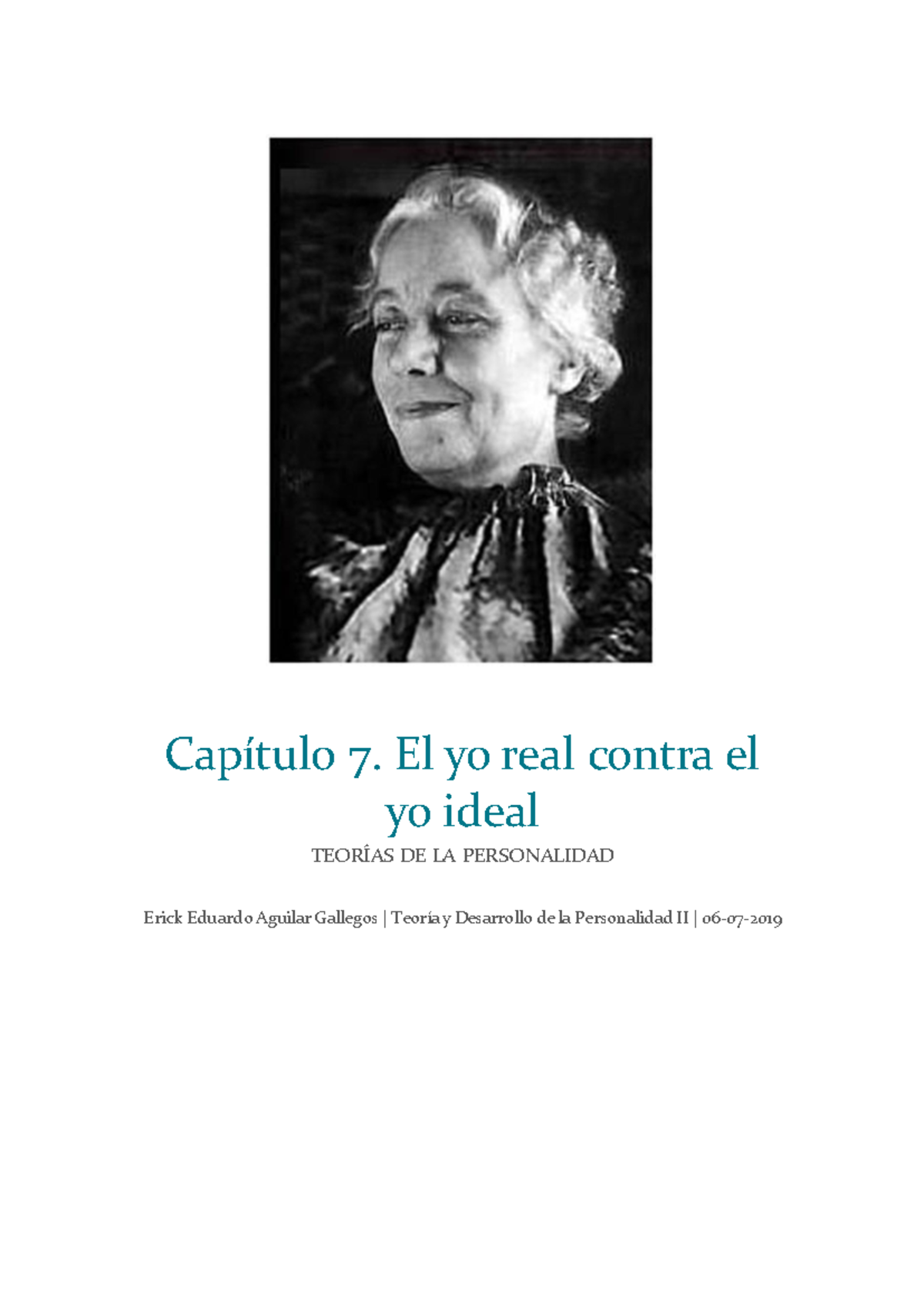 Capítulo 7 - Análisis de la Teoría de Karen Horney en Psicología - Document Preview