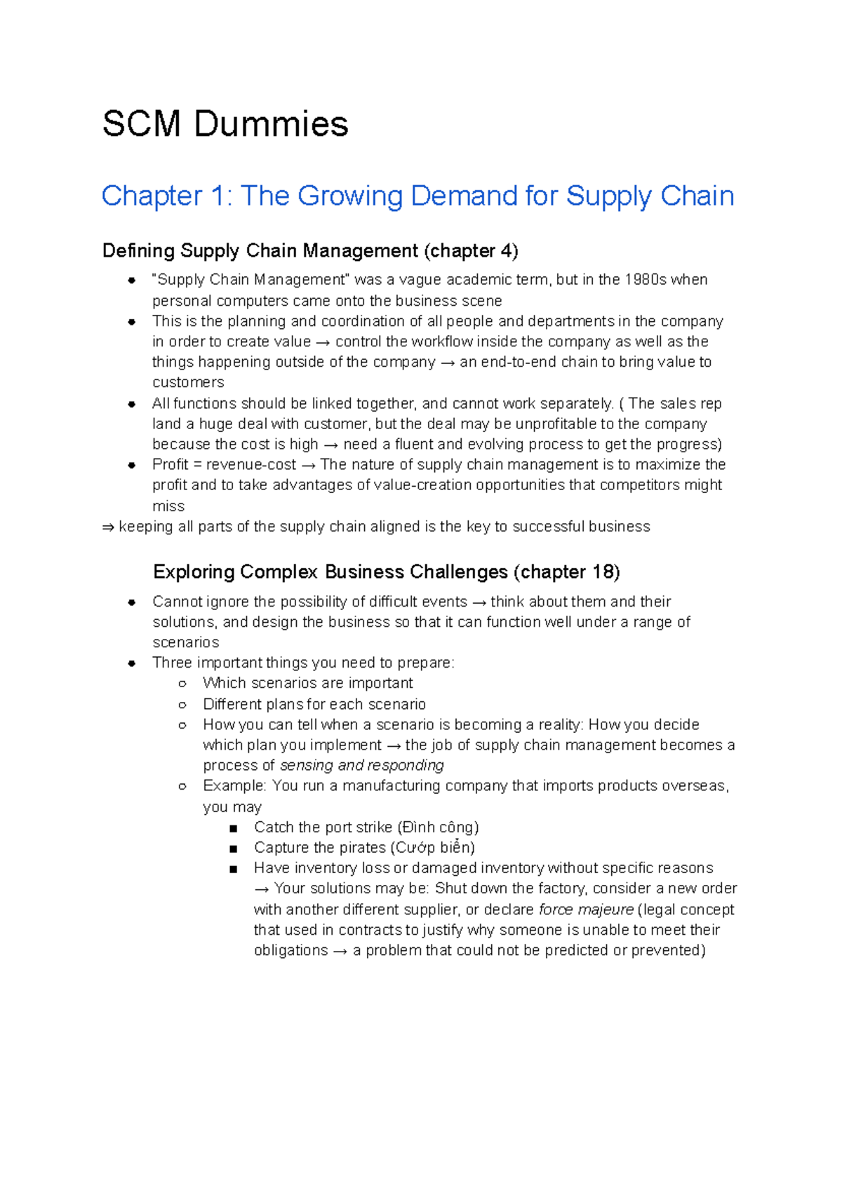 SCM 101: Chapter 1 Insights on Supply Chain Management Dynamics - Studocu