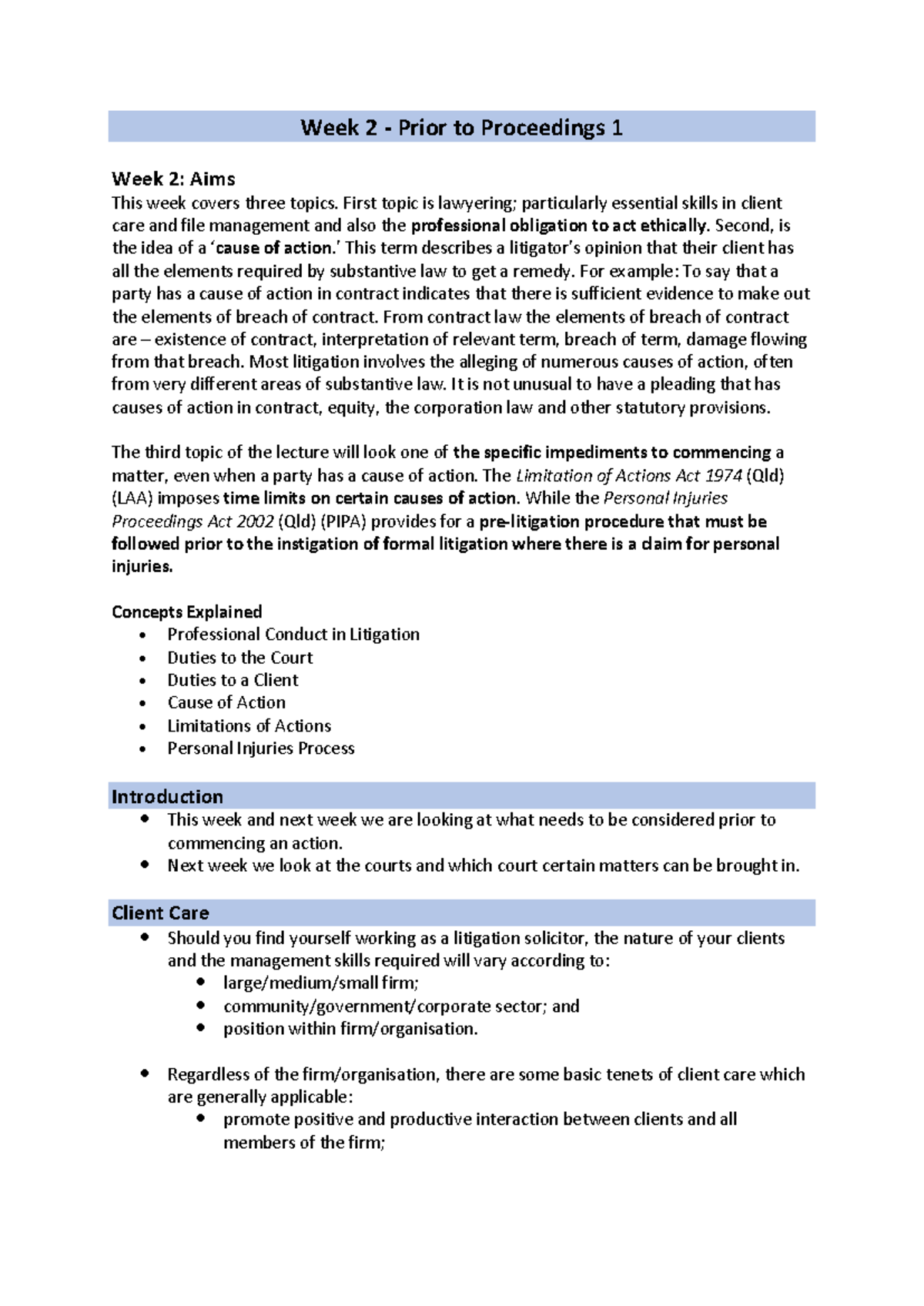 Week 2 - Prior to Proceedings 1 - Week 2 - Prior to Proceedings 1 Week ...