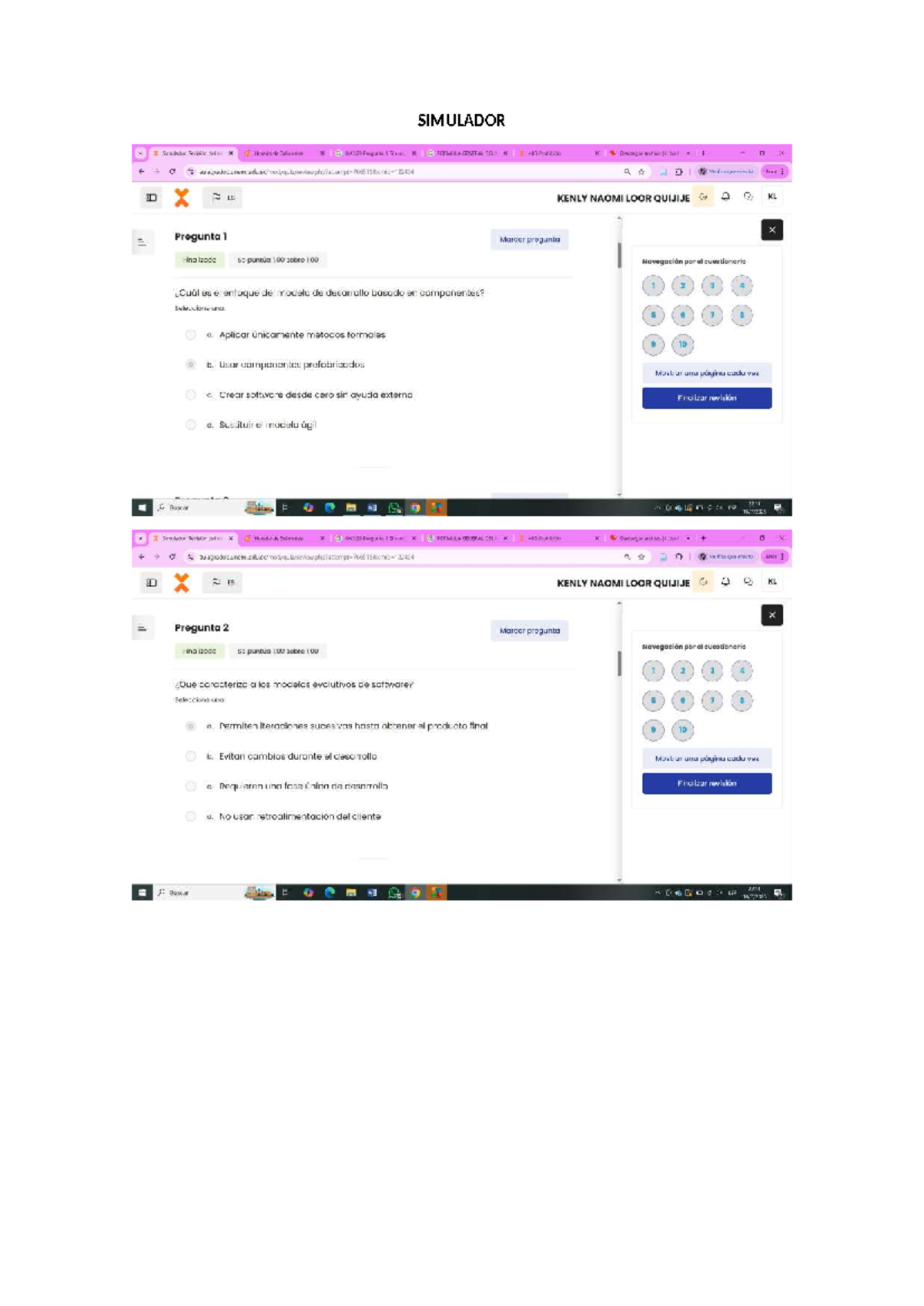Simulador: Revisión del Int. Horario Exámenes - Ing. de Software I - Document Preview