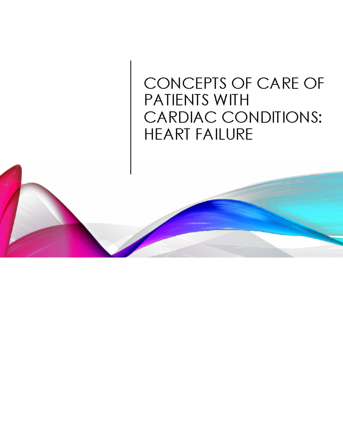 Concepts of Care for Cardiac Patients: Heart Failure Overview - Studocu
