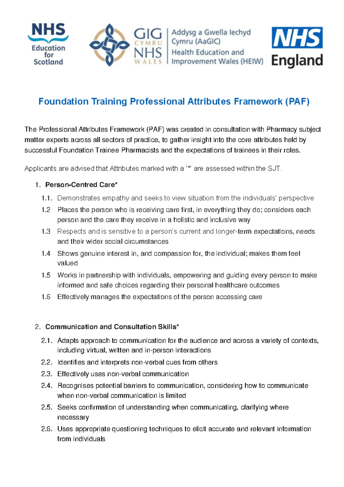 2025 Foundation Trainee Pharmacist Person Spec for GPhC Eligibility ...