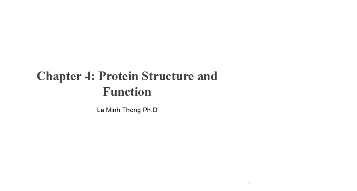 Chapter 4: Protein Structure & Function (L4) - Studocu