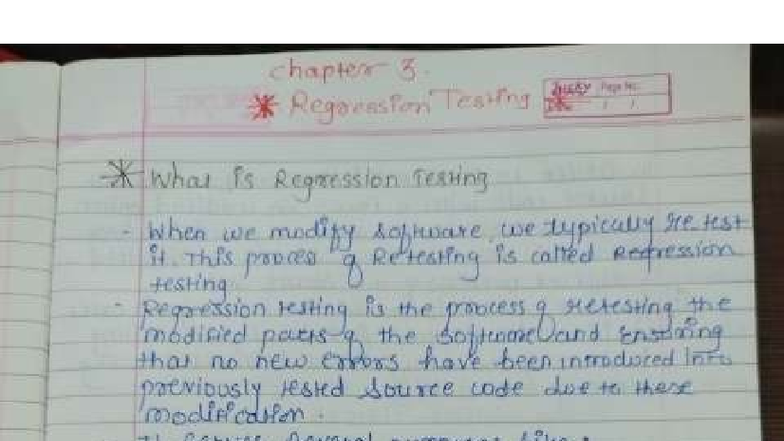 STQA CH 3 - Regression Testing Overview and Techniques - Studocu