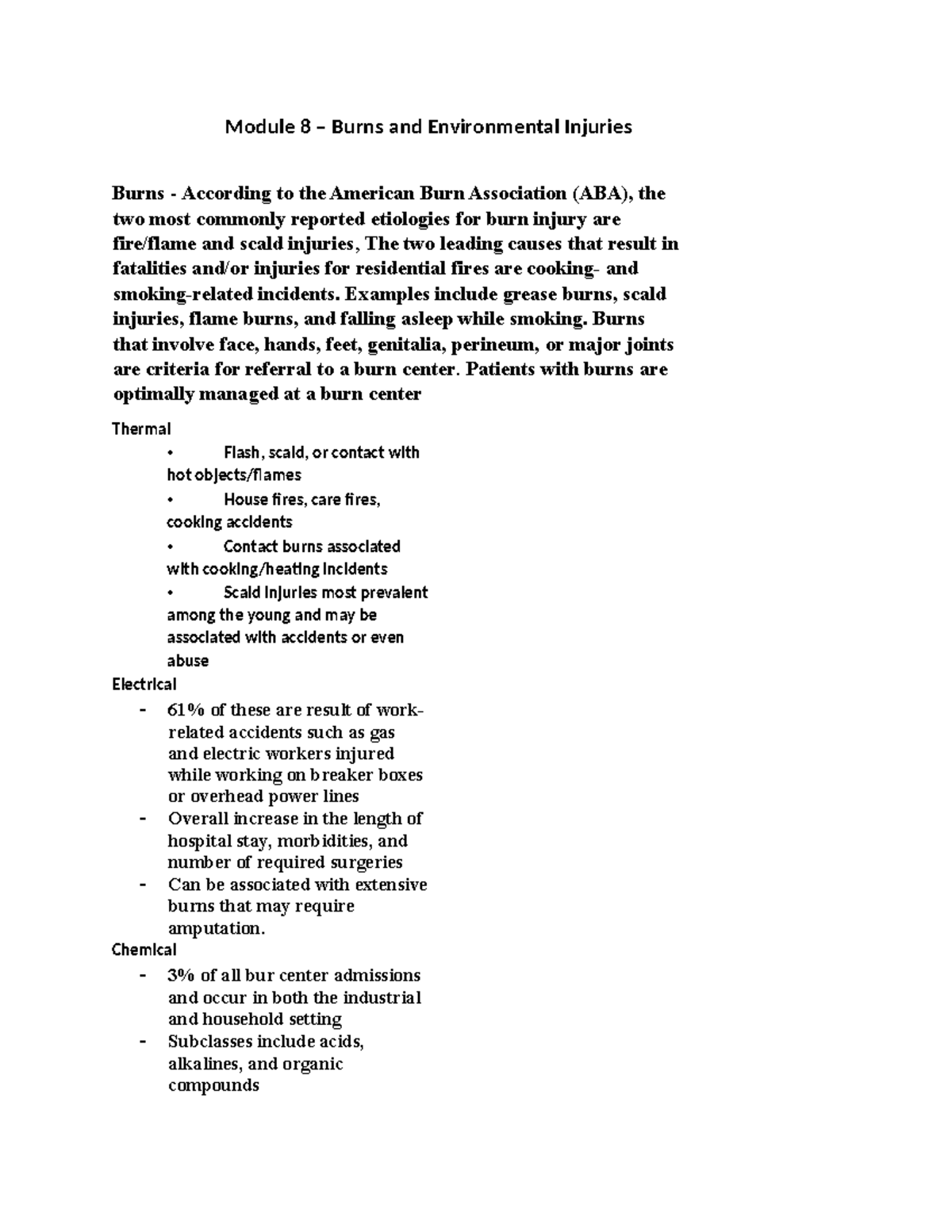 Exam 4 Study Guide - Burns and Environmental Injuries Overview - Studocu
