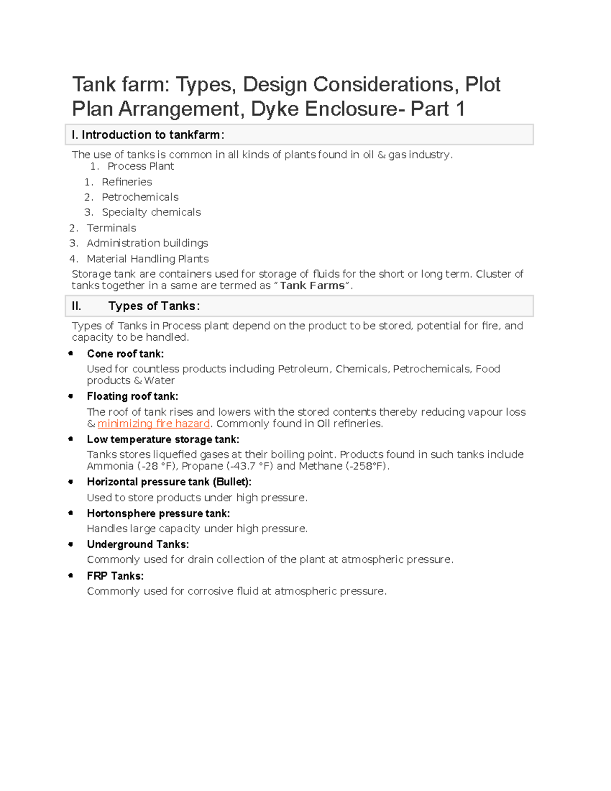 Plot Plan for Tank Farm: Types, Design Considerations & Dyke Enclosure ...