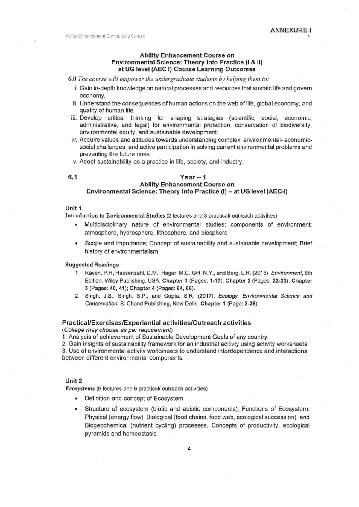 DU EVS AEC I Syllabus - Environmental Science: Theory into Practice ...