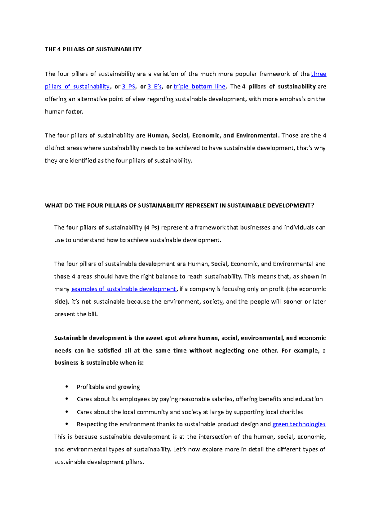 UCC 202 - The 4 Pillars of Sustainability: A Comprehensive Guide - Studocu