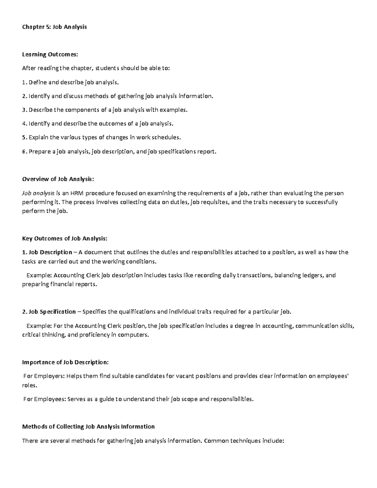 Chapter 5 - Job Analysis in Human Resource Management (HRM) - Studocu