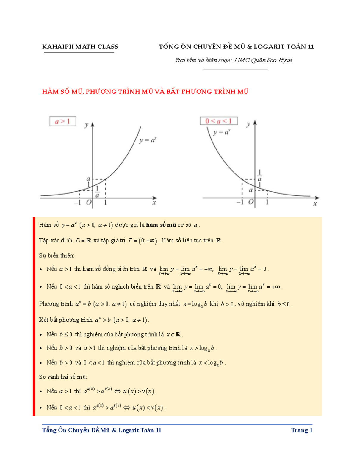 Tongonchuyendemu&logarittoan 11 - KAHAIPII MATH CLASS TỔNG ÔN CHUYÊN ĐỀ ...