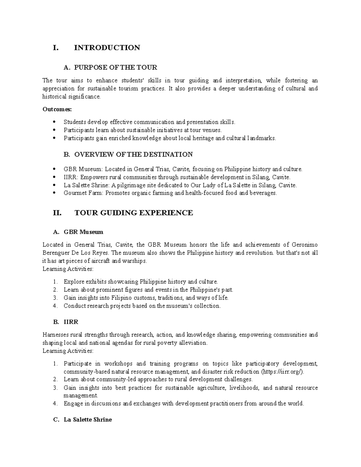Navio Finals Reflection Paper: Insights on Sustainable Tourism ...