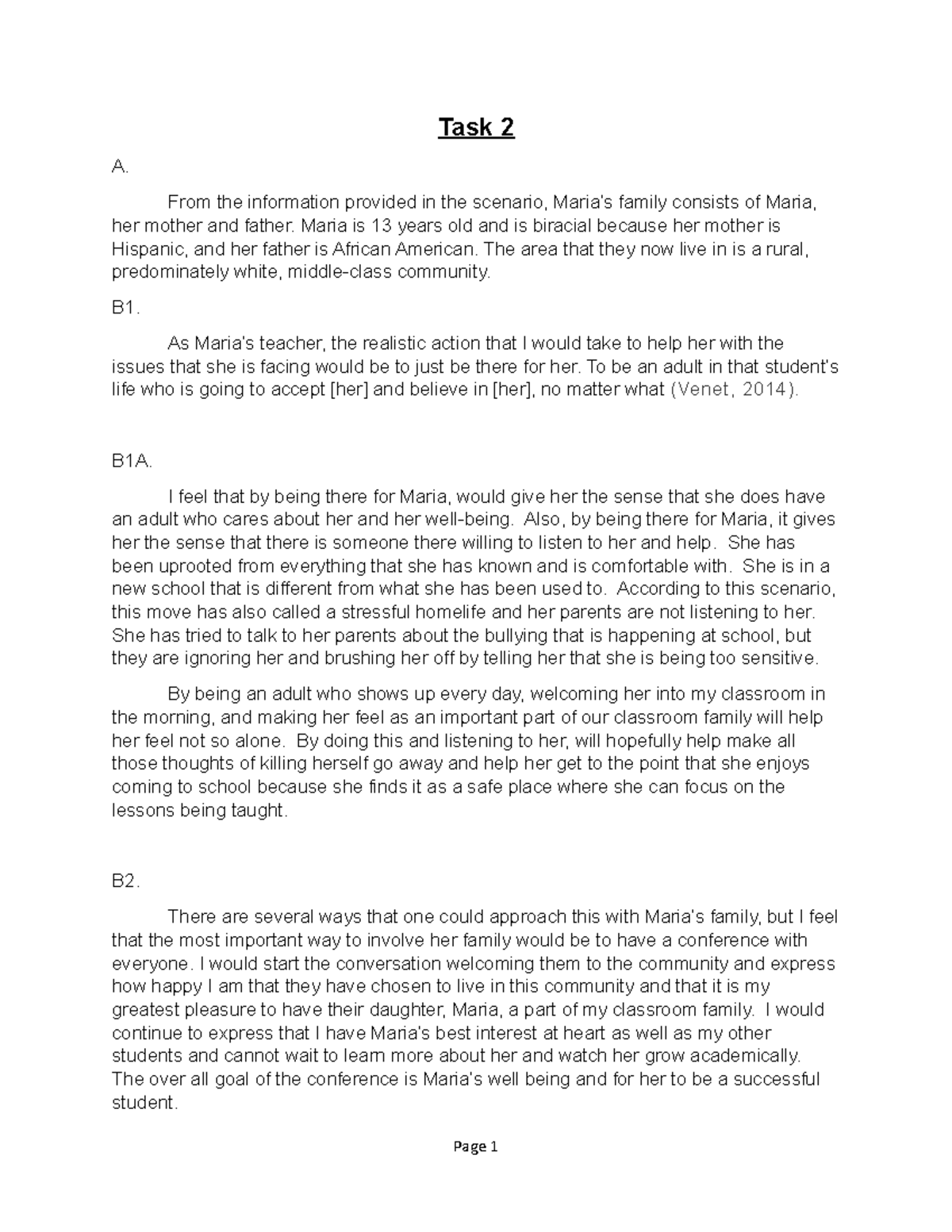 Community of Care Strategies: Supporting Maria - Task 2 - Studocu